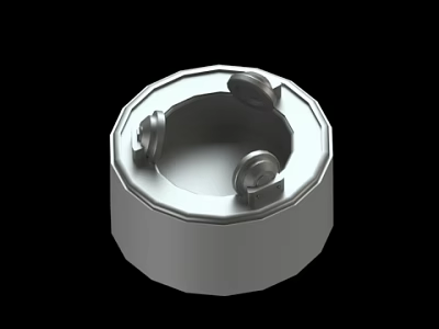 Silver Circular Mechanical Part With Central Hole And Three Small Components 3d model