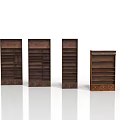 Set of Brown Wooden Bookshelves With Three Tall And One Short Storage Units