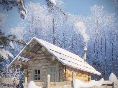 Modern Snow View Snow View Chalet 3d model