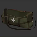 Green First Aid Bag With White Cross And Shoulder Strap Design