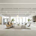 Modern Open Public Office Area With Sofa Chairs Large Windows And Reception Desk