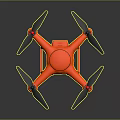 Modern Orange Drone With Four Propellers And Mounted Camera Design 3d model