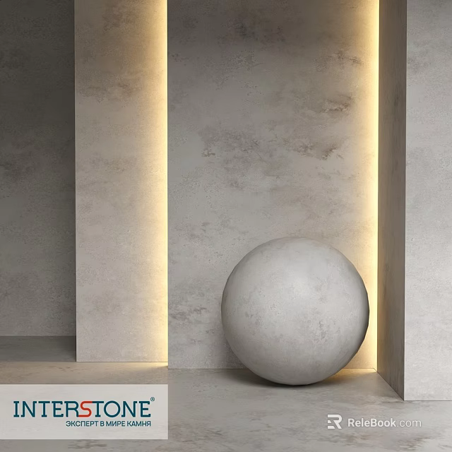 Gray Sphere Structure In Minimalist Space With Gray Walls And Column Lighting 3d model 