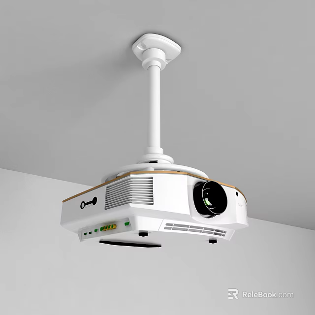 Ceiling Mounted Projection Monitoring Device With White Modern Design And Compact Structure 3d model 