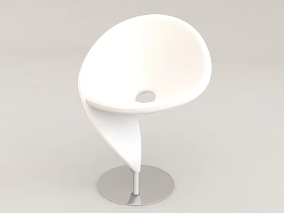 Modern White Bar Stool with Spiral Frame and Round Metal Base 3d model