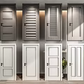 Swing Doors In Various Styles And Different Colors For Indoor Home Interior Display With Plants