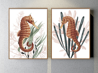 Mediterranean animal painting brown living room animal seahorse decorative painting model