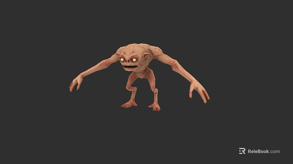 Game Movie Character Slim Humanoid with Large Yellow Eyes and Long Limbs 3d model 