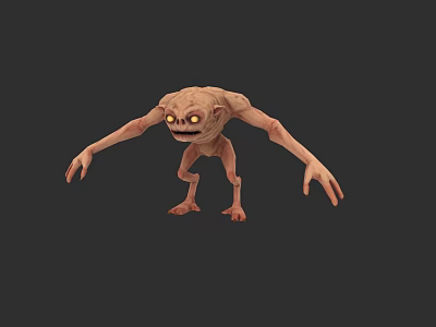 Game Movie Character Slim Humanoid with Large Yellow Eyes and Long Limbs 3d model
