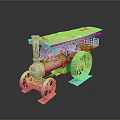 Vintage Steam Train Model With Red And Blue Metal Wheels And Retro Design