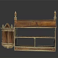 Traditional Carved Wooden Cabinet and Two Tiered Shelf with Decorative Finials and Details