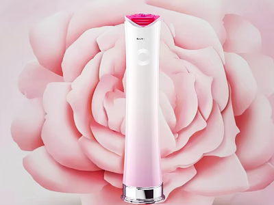 Decorative Air Cooler Fan White Pink Gradient Top Pink Bottom Silver Background Rose 3d model