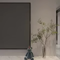 Modern Living And Dining Room With Black Sofa Orange Armchair Large TV City Night View