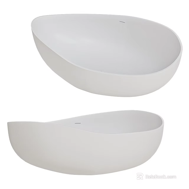 Two Modern White Vessel Washbasins With Sleek Curved Design For Bathroom 3d model 