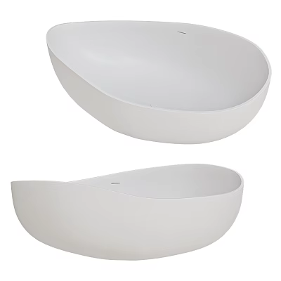 Two Modern White Vessel Washbasins With Sleek Curved Design For Bathroom 3d model
