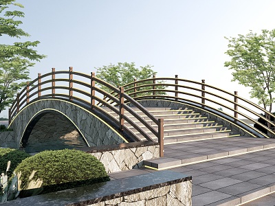 Modern Landscape Covered Bridge Landscape Bridge Glass Trestle Arch Bridge 3d model