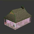 Traditional Wooden House Featuring Gray Shingle Roof Small Chimney White Walls and Orange Porch Pillars