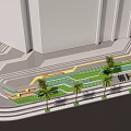 Urban Plaza Landscape Design With Palm Trees Green Seats And Building