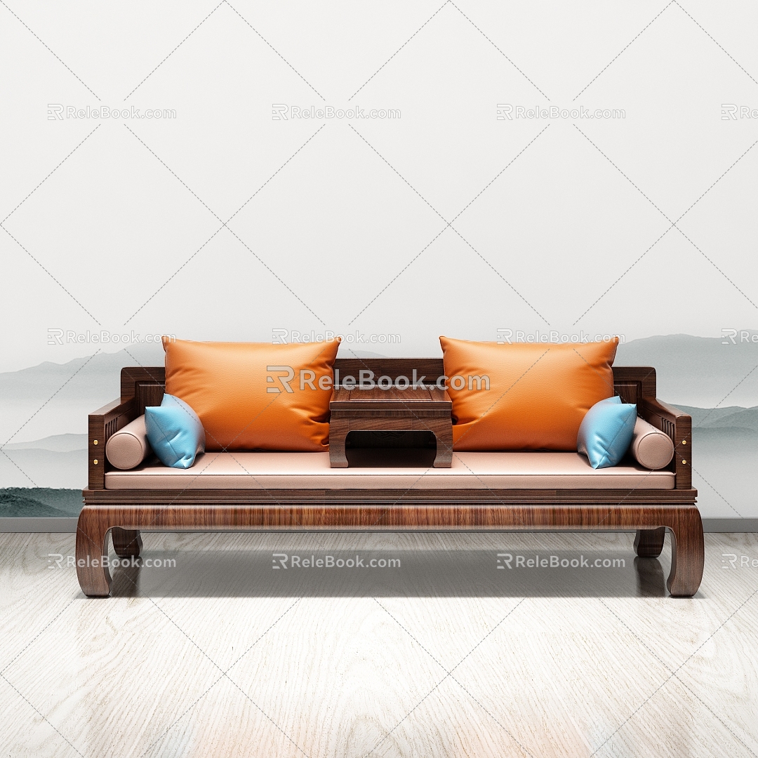 New Chinese-style Lohan Bed Sofa 3d model