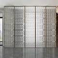 Modern Glass Room Divider With Transparent Design And Metal Frame For Interior Space Separation