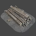 Aged And Weathered Train Track Sleepers Lying On Gravel Ground With Stones