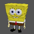 SpongeBob SquarePants Character With Big Eyes Smile Brown Shorts White Shirt Red Tie Black Shoes