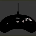 Sega Black Wired Game Controller With Joystick And Circular Buttons Design 3d model