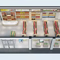Modern Supermarket Department Store Interior With Shelves Displaying Various Goods Bright Lighting And Organized Layout