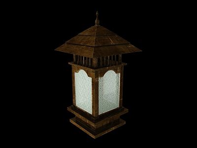 Quiet Glass Wood Lamp Used Wood Pattern Glass Decorative Ornaments Outdoor Lamp Chinese Lantern model