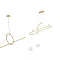 Modern Geometric Pendant Light With Circular Ring And Linear Metal Structure 3d model
