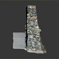Outdoor Stone Wall Construction With Irregular Mixed Color Stones And Concrete Base