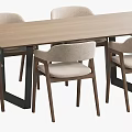 Modern Wooden Dining Table Set With Upholstered Chairs And Simple Design 3d model