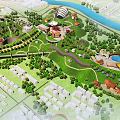 Park Landscape Design With Green Spaces Walking Paths And Water Features 3d model