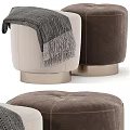Cozy Soft Sofa Bench With Fringed Gray Beige Brown Blanket And Matching Ottoman