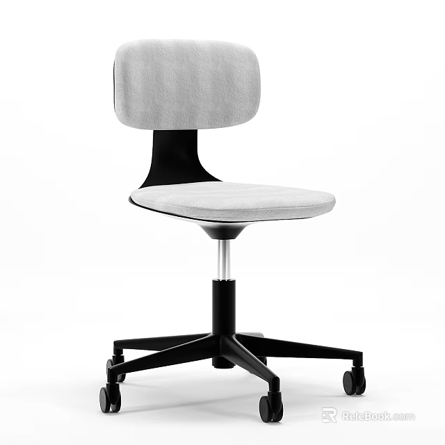 Gray Upholstered Single Chair With Black Frame And Wheeled Modern Design 3d model 