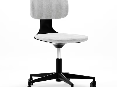 Gray Upholstered Single Chair With Black Frame And Wheeled Modern Design 3d model