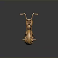 Shiny Gold Custom Motorcycle With Classic Design Spoked Wheels And Glossy Finish