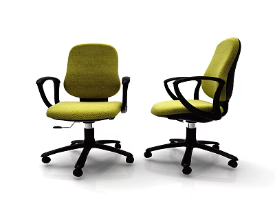 Green Upholstered Office Chair With Black Armrests Swivel Wheels And Ergonomic Design 3d model