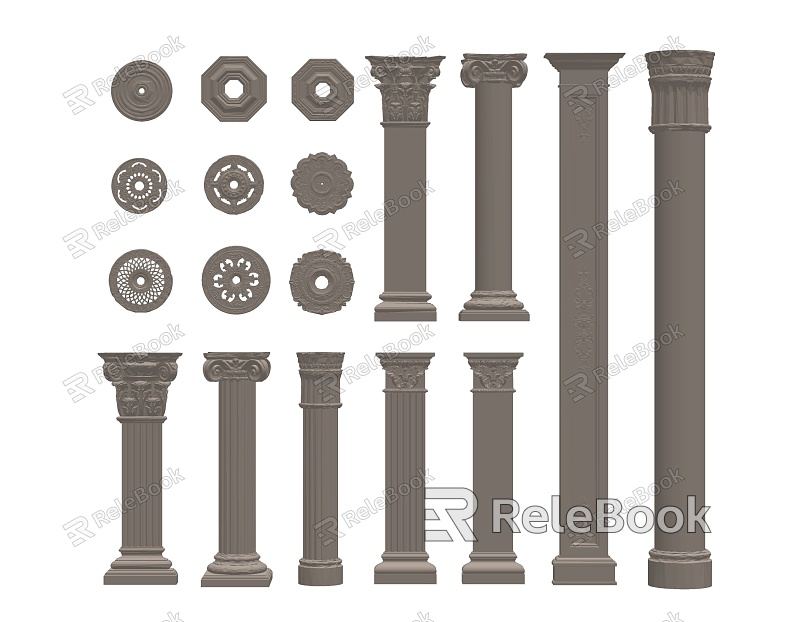 European Roman Column Classical Column Carved model