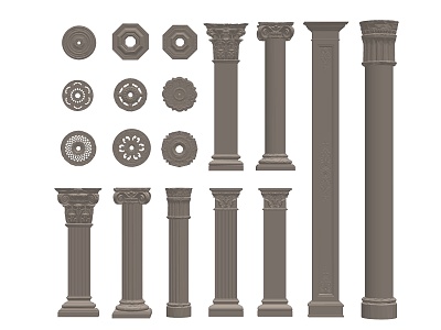 European Roman Column Classical Column Carved model