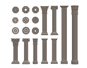 European Roman Column Classical Column Carved 3d model