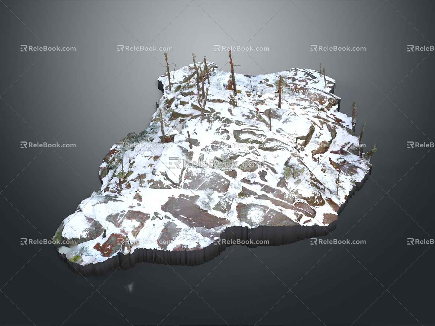 Modern Snow Mountain Snow Rock Rock Block 3d model