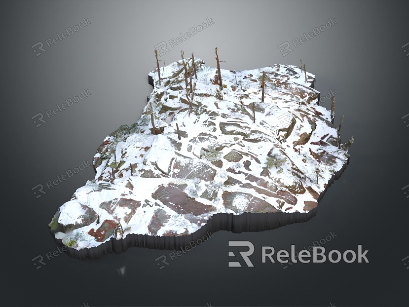 Modern Snow Mountain Snow Rock Rock Block model