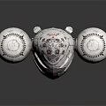 Detailed Spacecraft Model With Cosmic Design And Red Accents On White Background