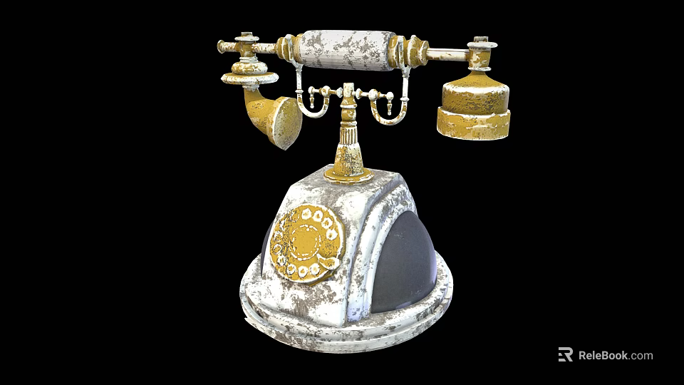 Vintage Office Telephone With Classic Rotary Dial And Metallic Finish Design 3d model 