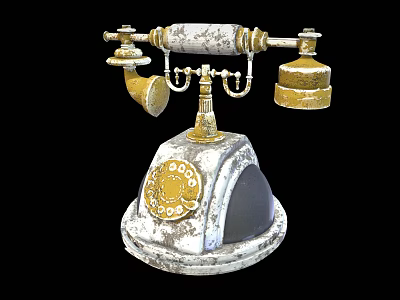 Vintage Office Telephone With Classic Rotary Dial And Metallic Finish Design 3d model