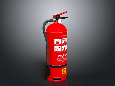 Portable Red Fire Extinguisher With Pressure Gauge And Warning Labels 3d model