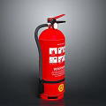 Portable Red Fire Extinguisher With Pressure Gauge And Warning Labels