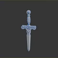 White Decorative Sword with Intricate Hilt Design and 3D Model