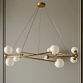 Contemporary Gold Metal Frame Chandelier With Multiple White Glass Globe Shade Design